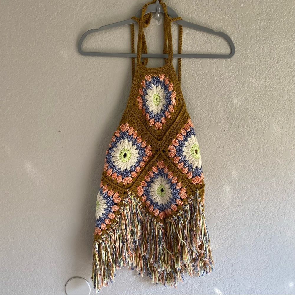 NEW Free People Summer Of Love Cotton Crochet Halter Top Size Extra Small/Small - Picture 9 of 10
